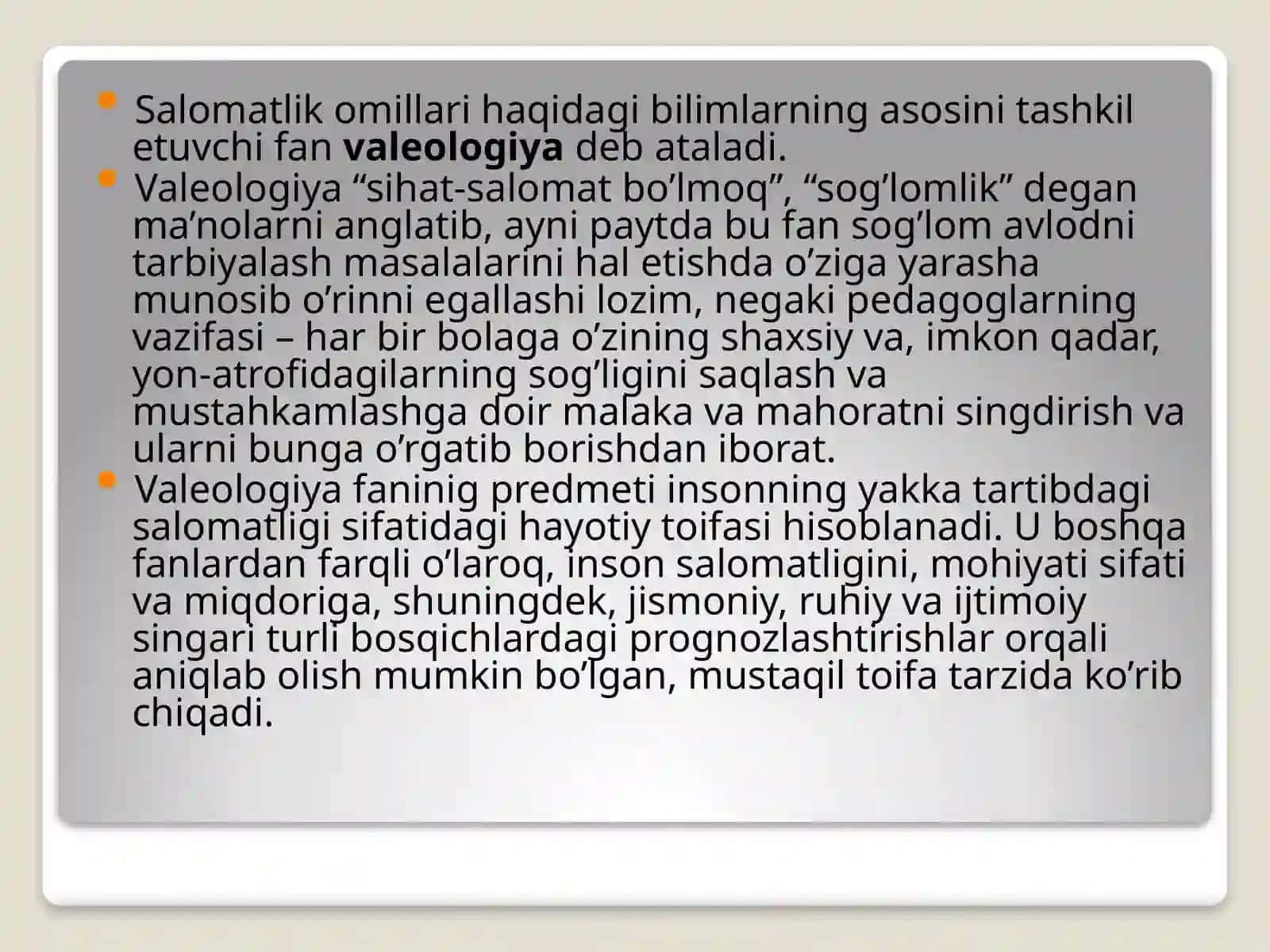 VALEOLOGIK YO’NALISHLAR 3