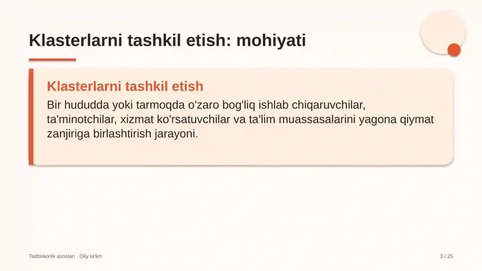 Ijara xizmatlarida klasterlarni tashkil etish 3