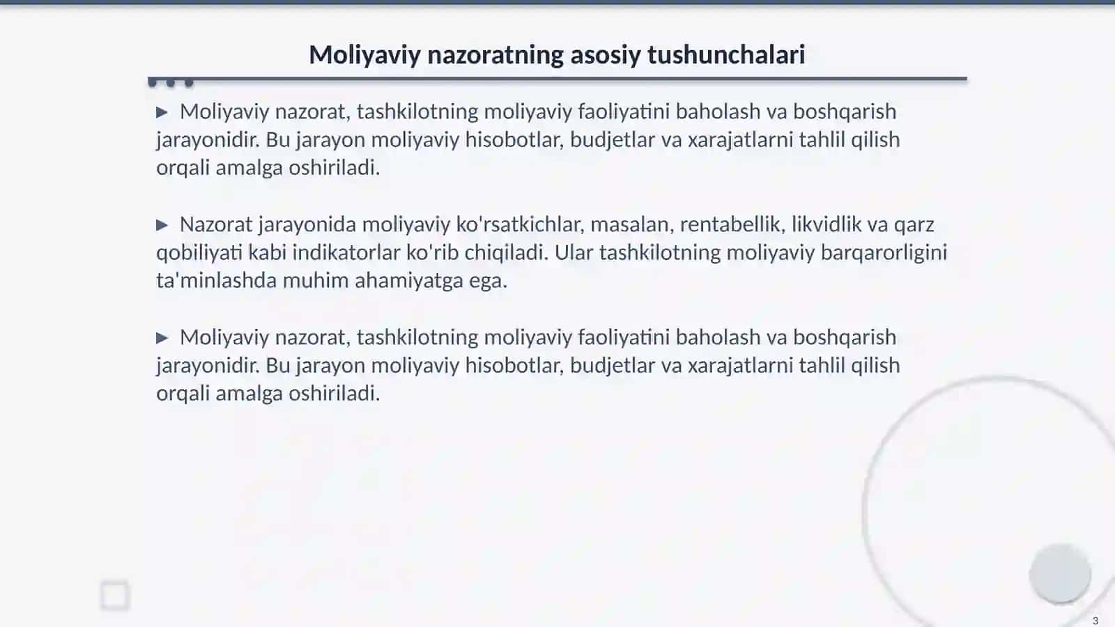 Moliyaviy nazorat va baholash tizimlarini dasturiy ta'minot yordamida tashkil qilish 3