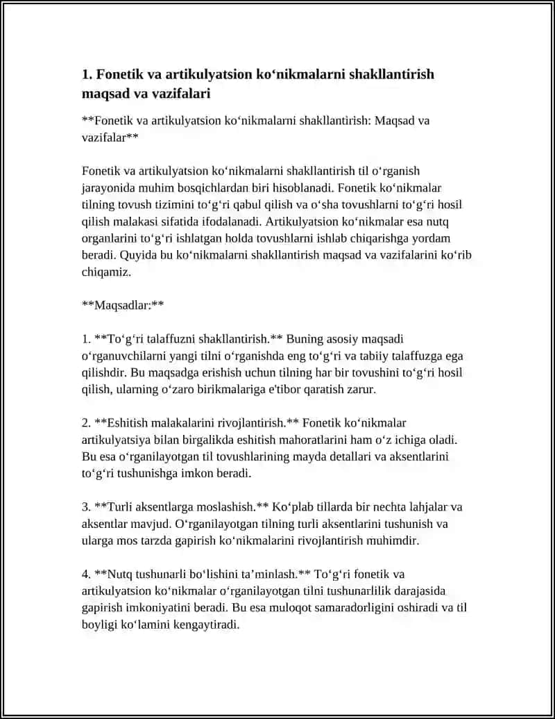 Fonetik va artikulyatsion ko‘nikmalarni shakllantirish: Maqsad va vazifalar 3
