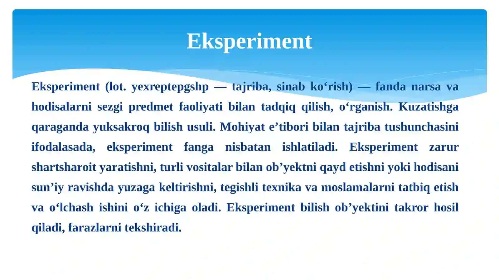 Eksperiment tushunchasi va bosqichlari uni rejalashtirish 3