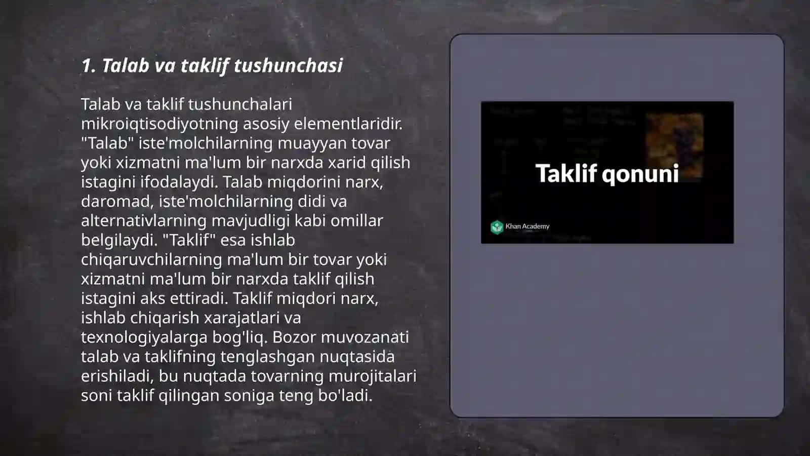 Talab va taklif tahlili bozor muvozanati 3