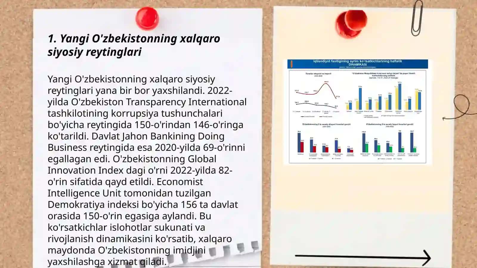 Yangi O'zbekiston ijtimoiy - siyosiy, iqtisodiy va madaniy hayotida ro'y berayotgan o'zgarishlarning xalqaro reyting va indekslarda aks etishi 3
