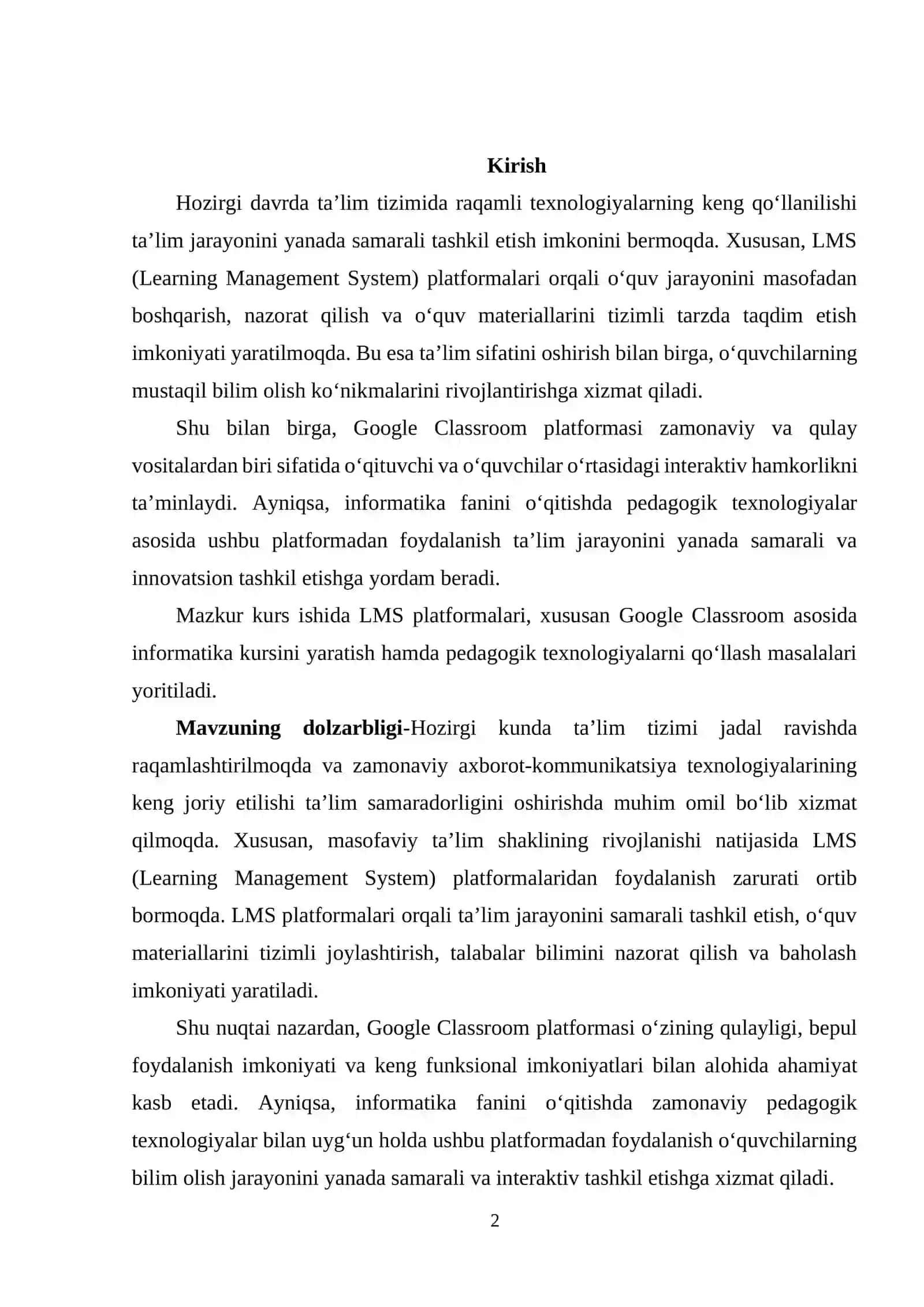 LMS platformasini yaratishda Google Classroom dasturidan foydalanish va pedagogik texnologiyalarga asoslangan Informatika kursini yaratish1.docx 3