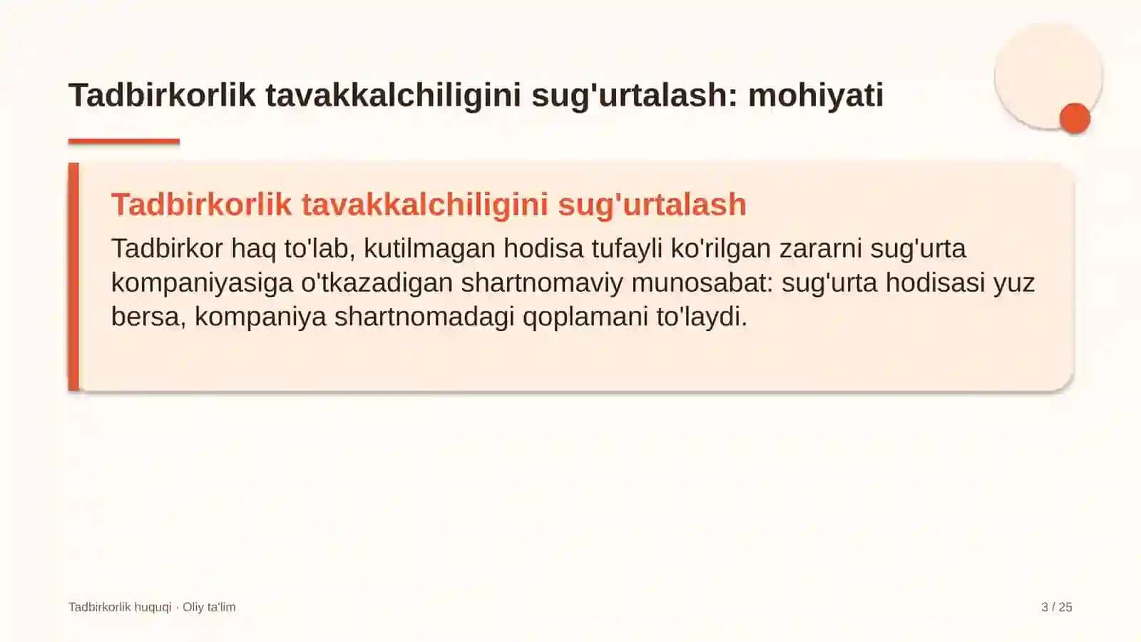 Tadbirkorlik Huquqi · Oliy Ta'lim 3