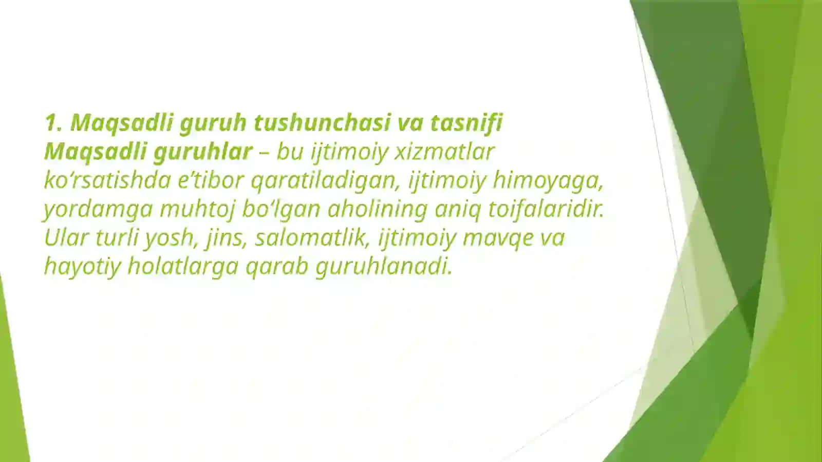 FARG’ONA DAVLAT UNVERSITETI TARIX FAKULTETI IJTIMOIY ISH YO’NALISHI 1-BOSQICH TALABASI ERGASHEVA ASILANING AXOLINI TURLI QATLAMLARI BILAN IJTIMOIY ISH FANIDAN MUSTAQIL TALIM ISHI 3