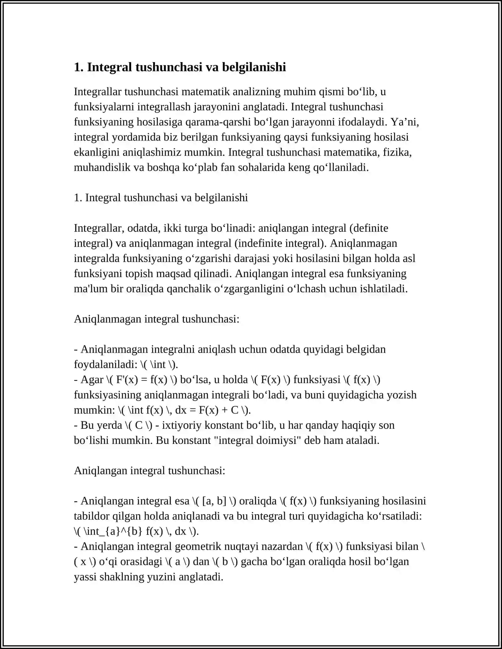 INTEGRALLASHNING ENG SODDA QOIDALARI VA INTEGRAL JADVALI 3