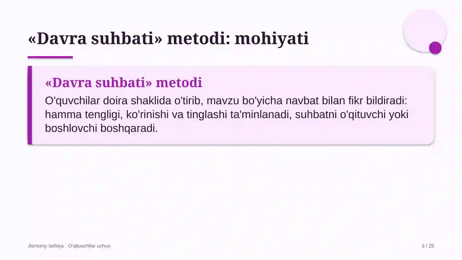 jismoniy tarbiya darslarida davra suhbati metodidan foydalanish 9626 3