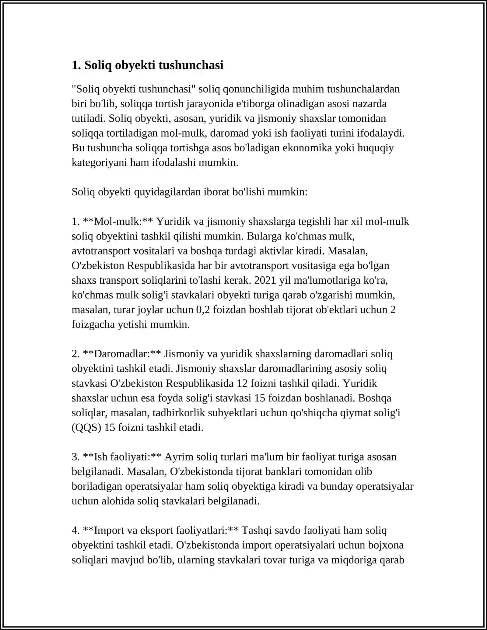 SOLIQ OBYEKTI VA SOLIQQA TORTILADIGAN DAROMADLAR 3