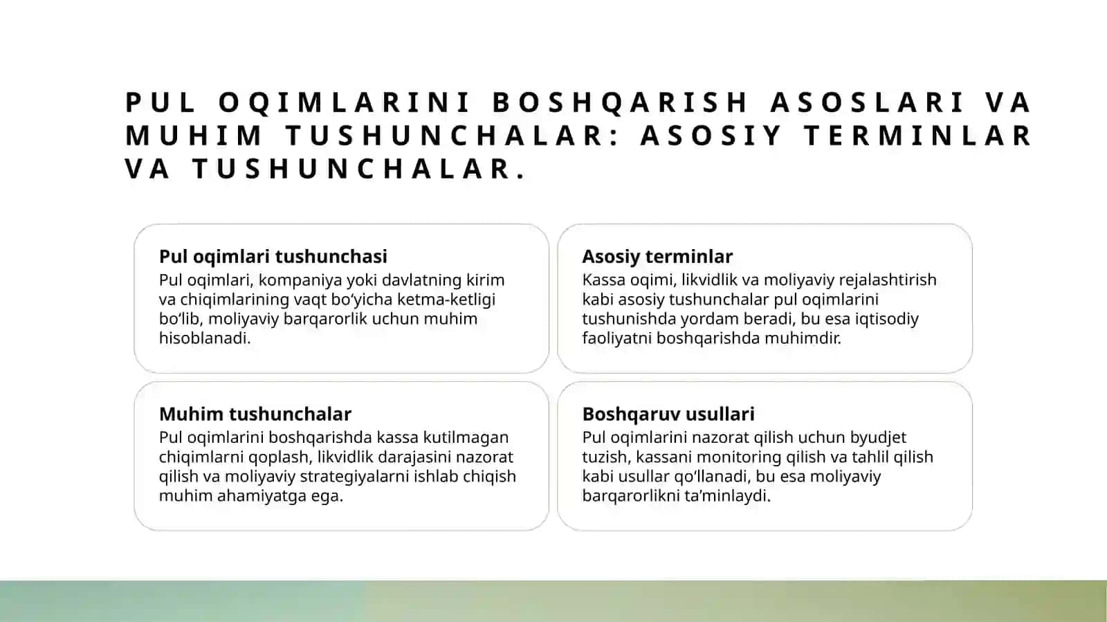 Pul oqimlarini boshqarish 3