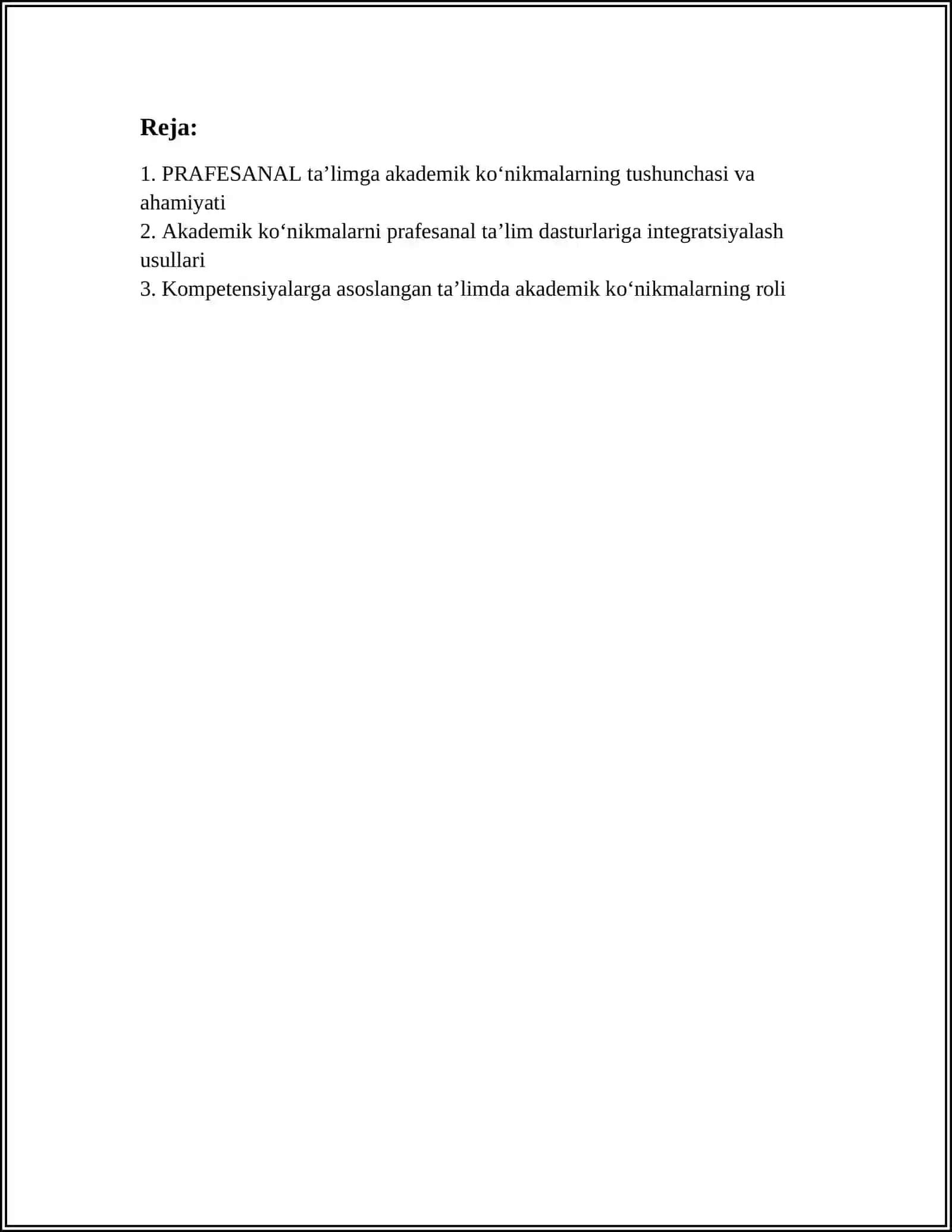 PRAFESANAL TALIMGA AKADEMIK KONIKMALLARNING OʻRNI 3