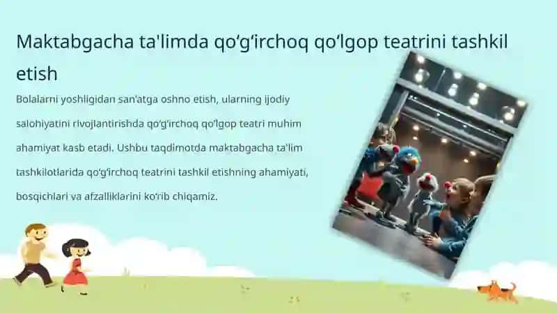 Maktabgacha ta'lim tashkilotida qo‘g‘irchoq qo‘lgop teatrini tashkil etish 3