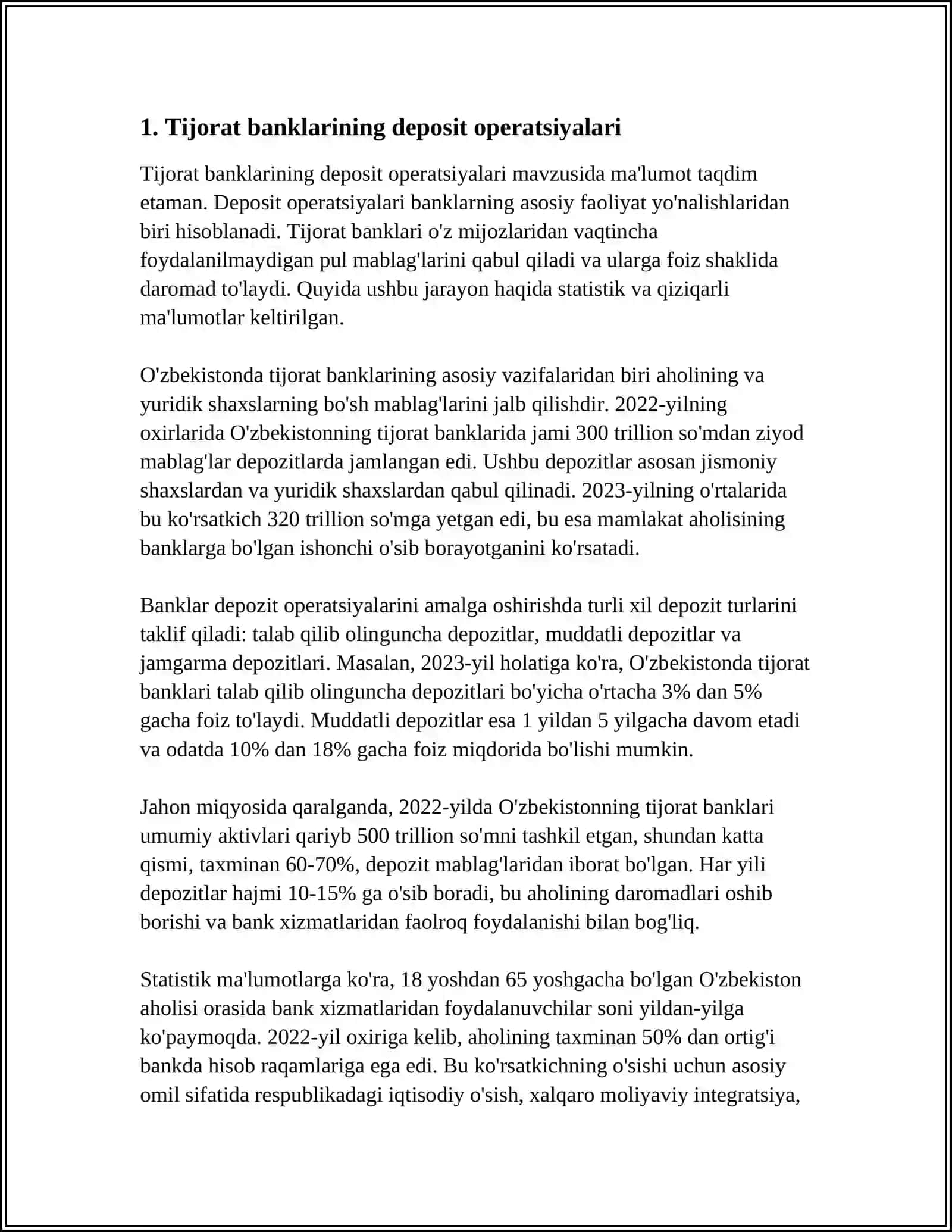 TIJORAT BANKLARINING NODEPOZIT OPERATSIYALARI 3