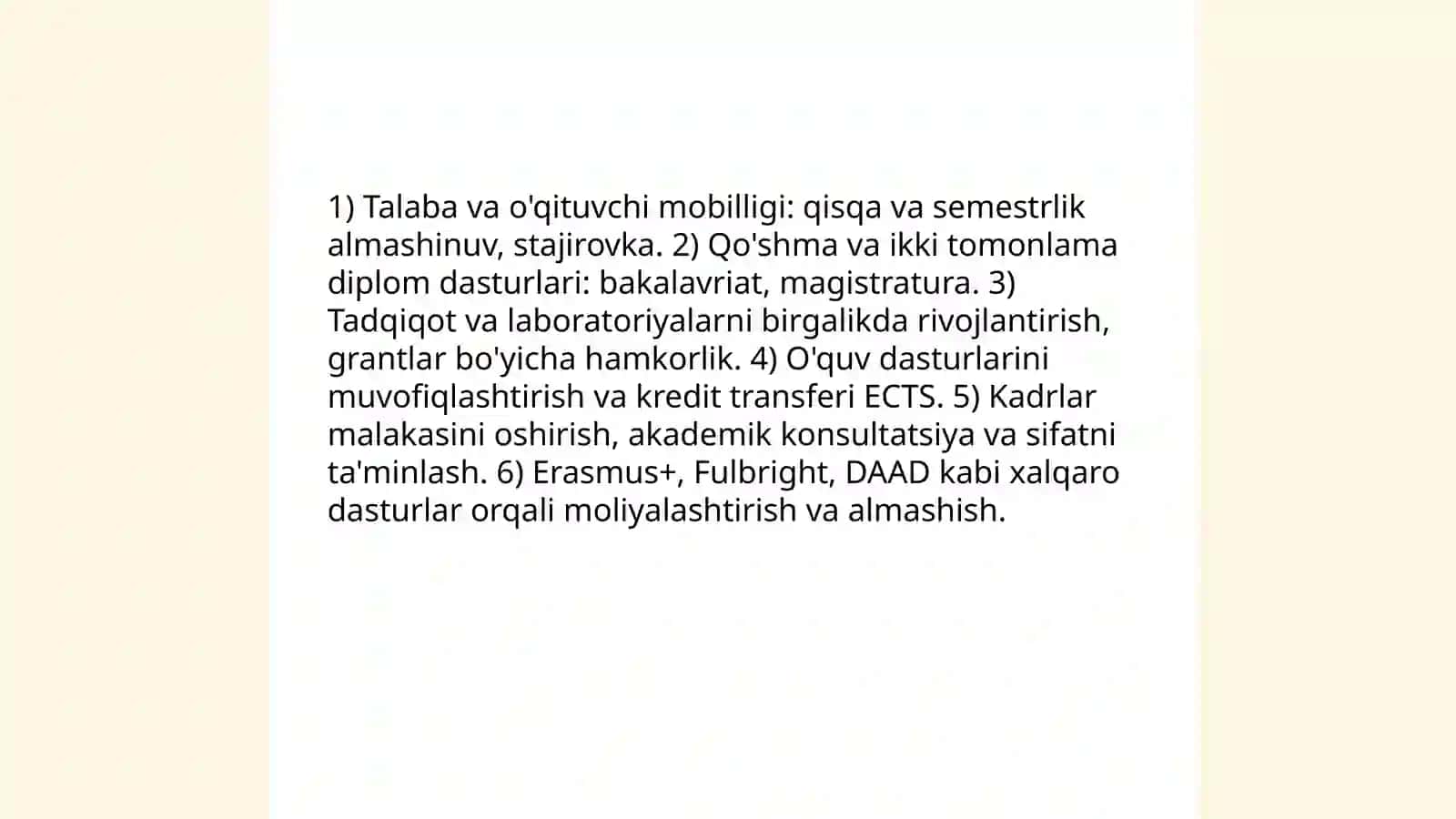 Halqaro Oliy Ta'lim Muassasalari O'rtasidagi Hamkorlik Dasturlari 3