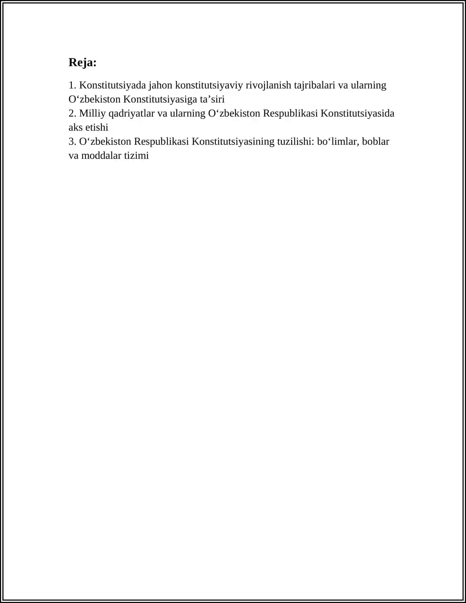 KONSTITUTSIYADA JAHON KONSTITUTSIYAVIY RIVOJLANISH TAJRIBALARI HAMDA MILLIY QADRIYATLARNING AKS ETISHI 3