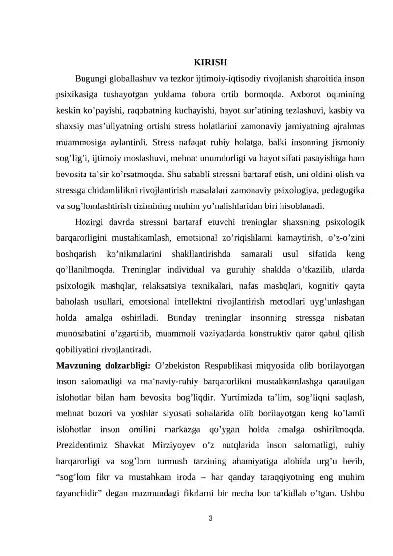 Stressni bartaraf etuvchi treninglar 3