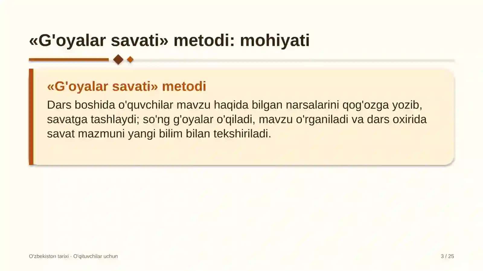o'zbekiston tarixi darslarida g'oyalar savati metodidan foydalanish 4038 3