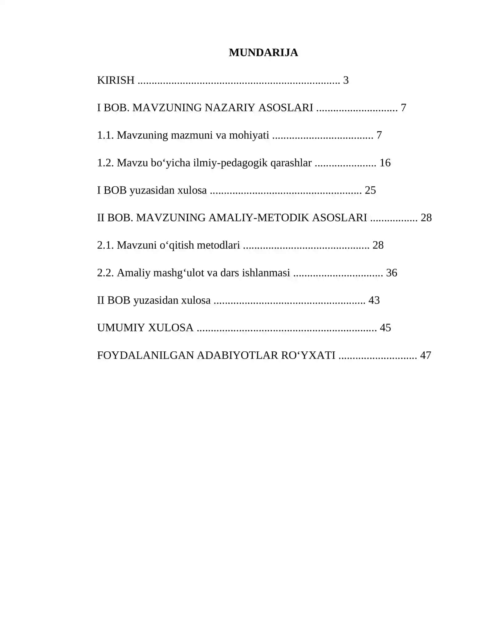 Kurs ishi namunasi — Word formatda tayyor kurs ishi 3