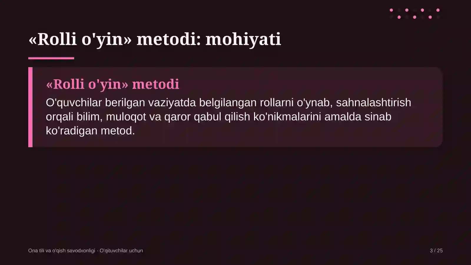 ona tili va o'qish savodxonligi darslarida rolli o'yin metodidan foydalanish 4428 3