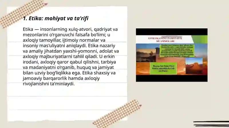 Etikaning mohiyati va ahamiyati 3