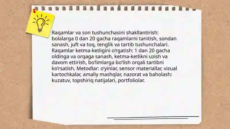 Maktabgacha ta'lim tashkilotlarida katta va tayyorlov guruhi bolalarini maktab ta'lim jarayoniga matematik jihatidan tayyorlash uchun olib boriladigan ishlar mazmuni 3