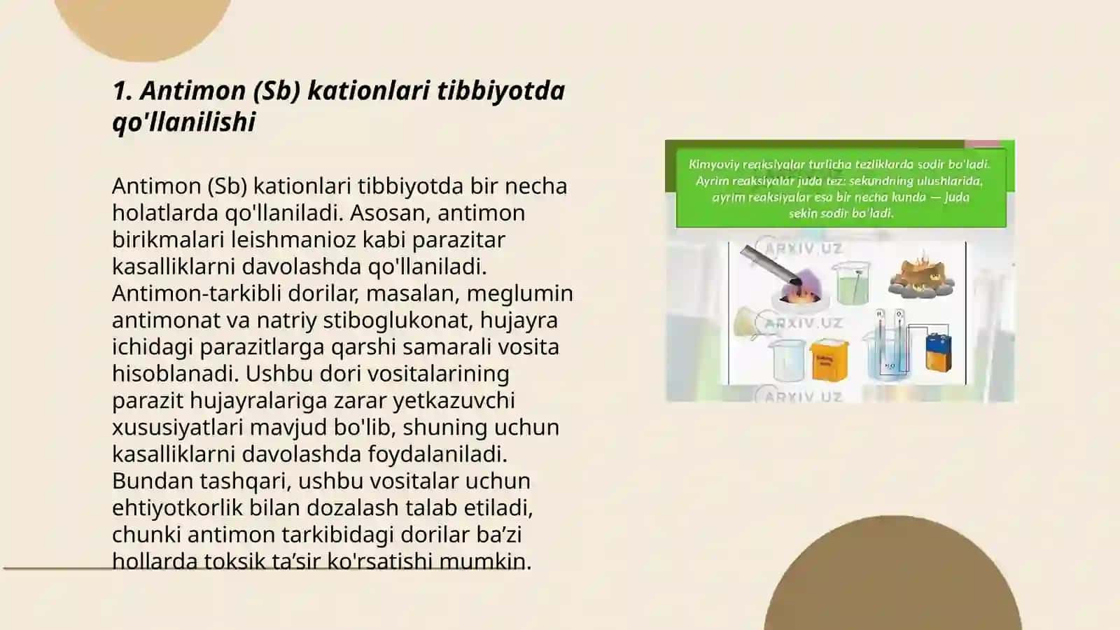 Antimon (Sb) kationlari tibbiyotda qo'llanilishi 3