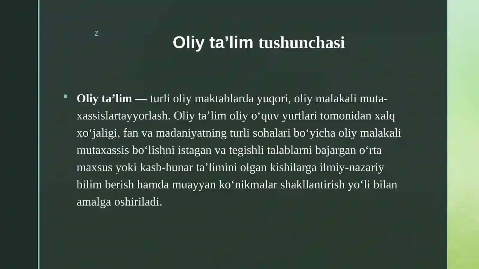 Oliy ta'lim tizim va OTM tarixi va ularning tuzilishi 3