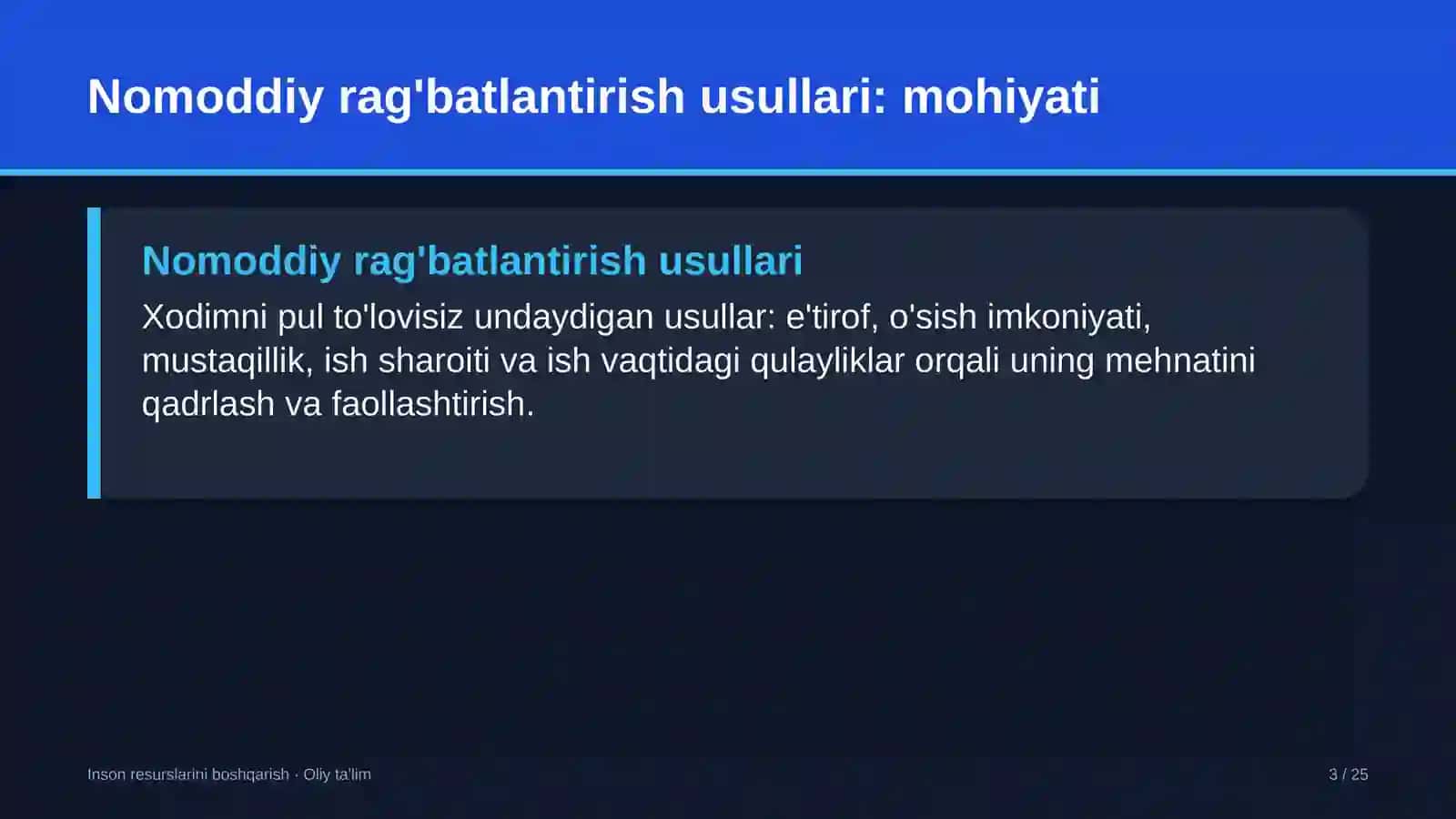 Butik-mehmonxonalarda nomoddiy rag'batlantirish usullari 3