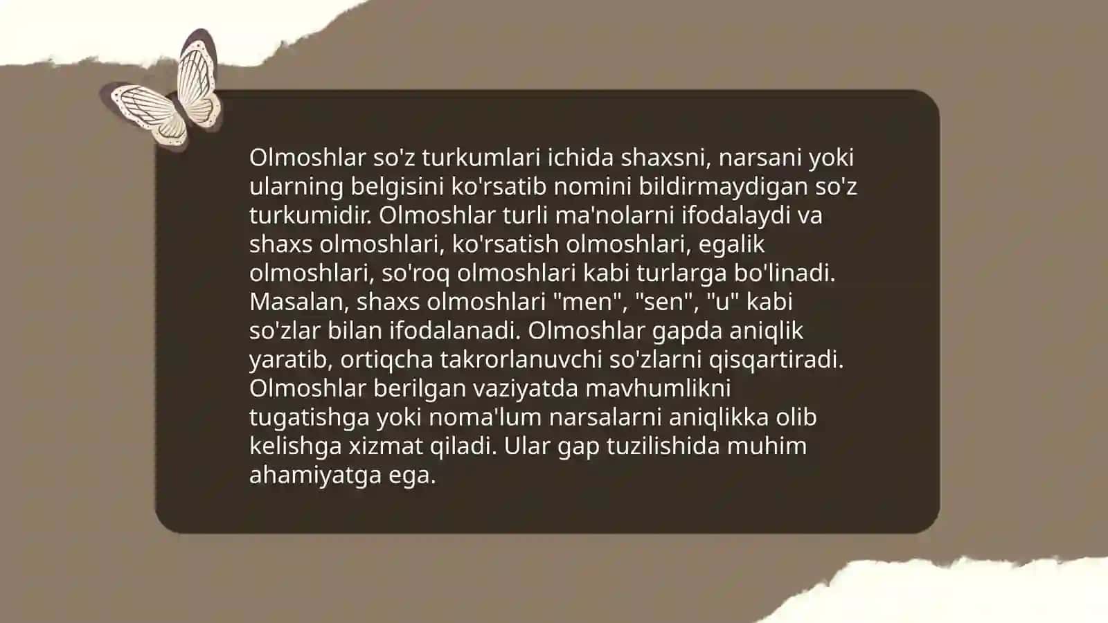 Olmosh so'z turkumi va uning o'ziga xos xususiyatlari haqida 3