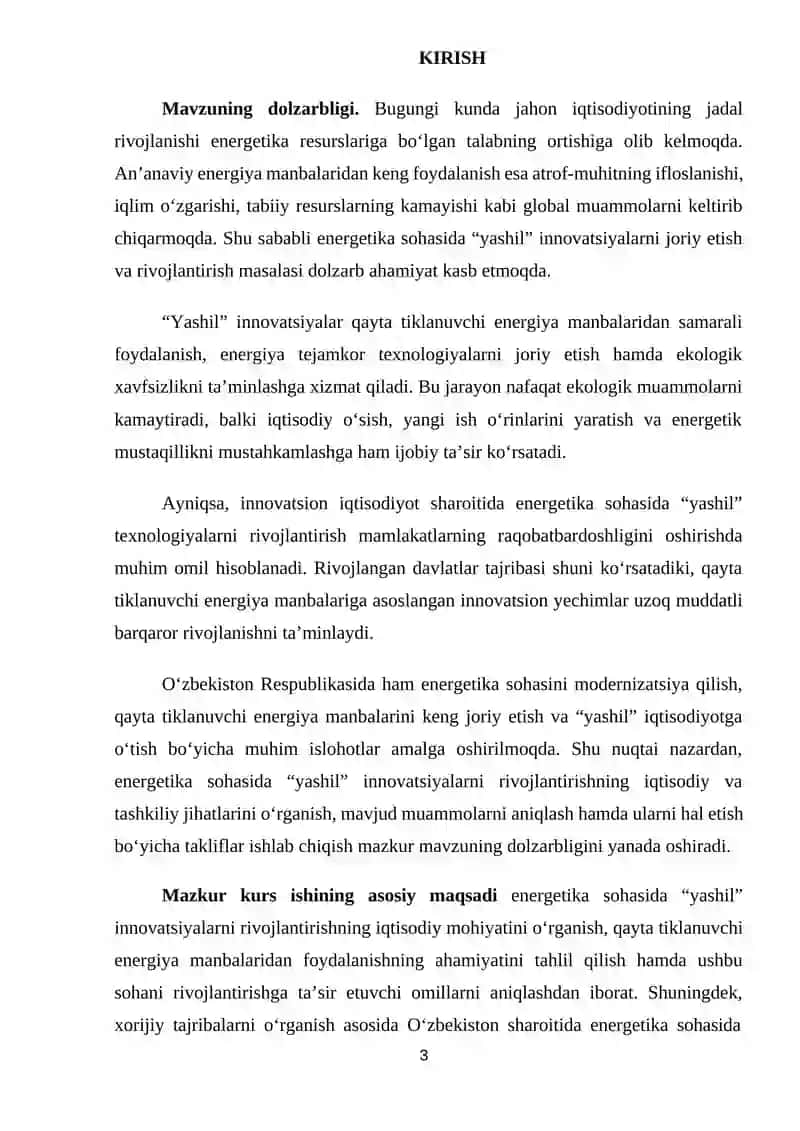 Energetika sohasida "yashil" innovatsiyalarni rivojlantirish 3