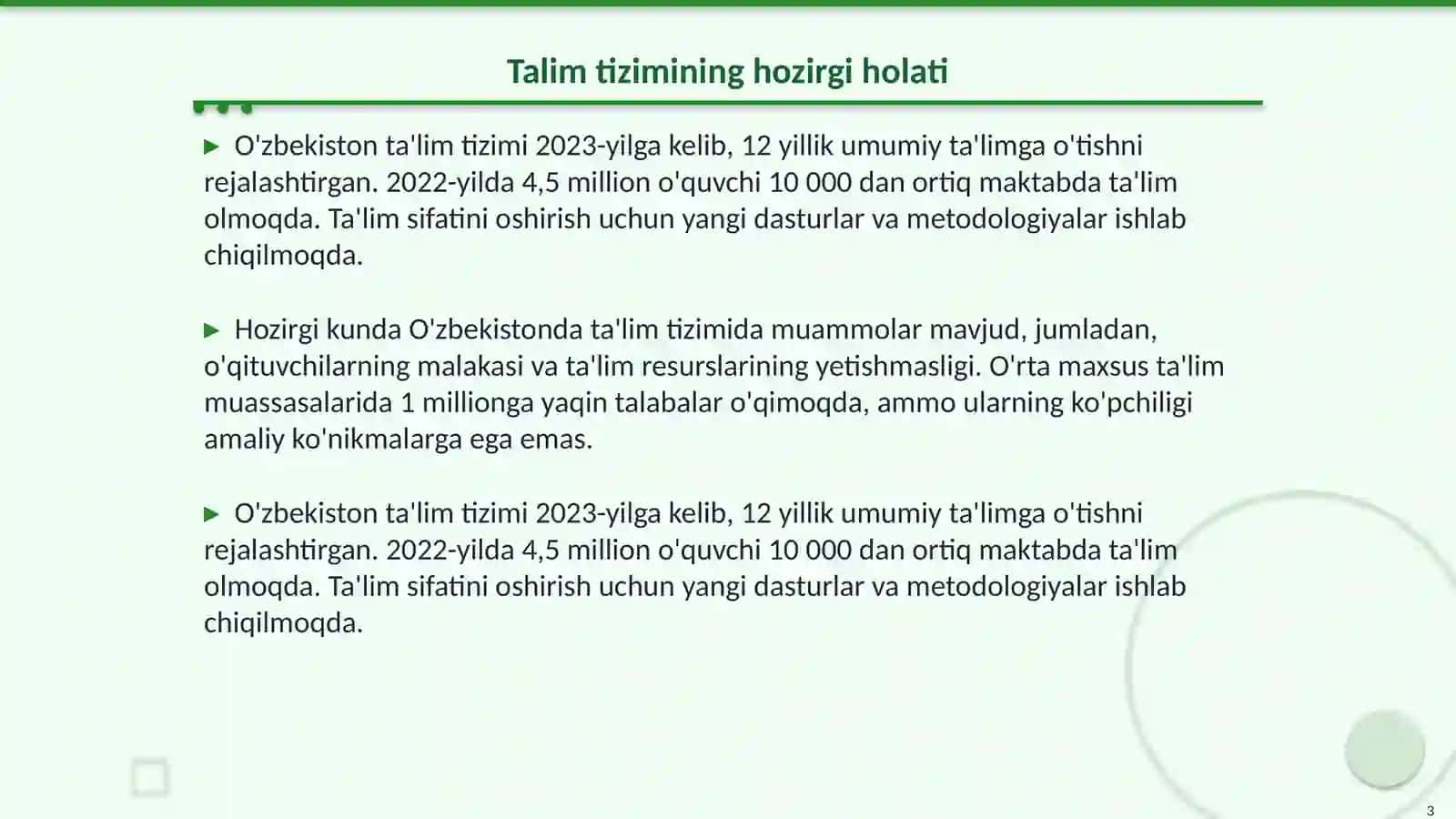 O'zbekiston Respublikasi rivojining yangi bosqichida talim -tarbiya islohatlari 3