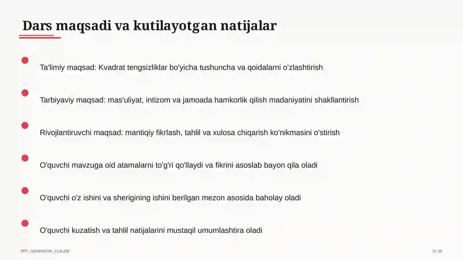 Kvadrat tengsizliklar (9-sinf) 3