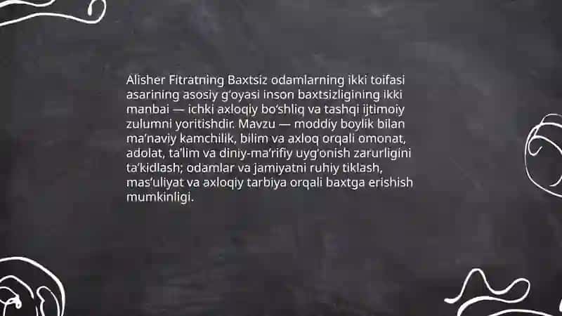 Alisher Fitratning Baxtsiz odamlarning ikki toifasi 3
