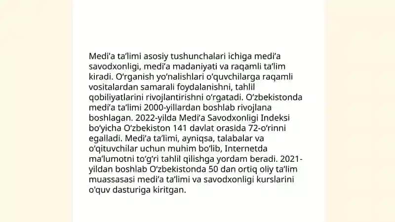 Mediʼa taʼlim taraqqiyoti 3