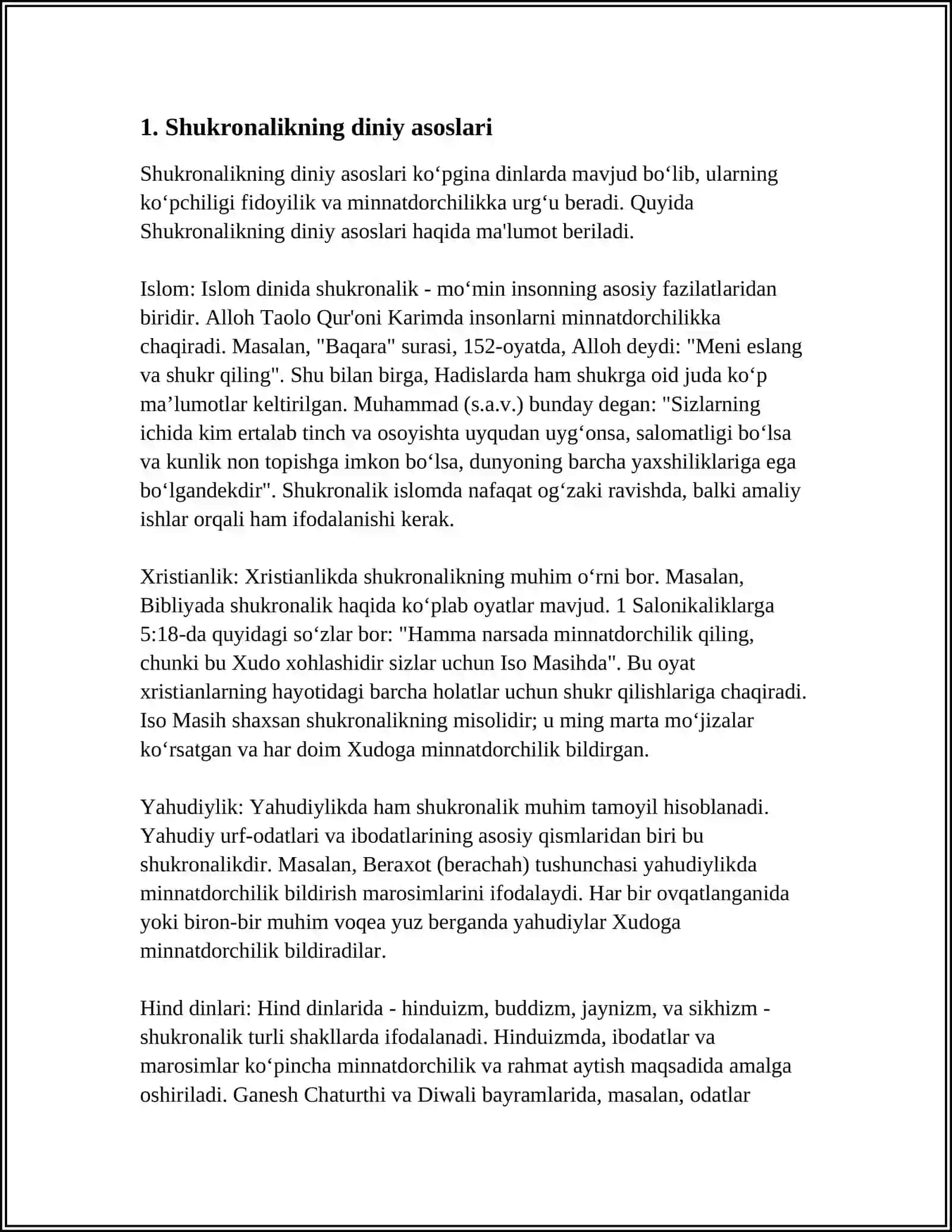 REFERAT Mavzu: SHUKRONALIK 3