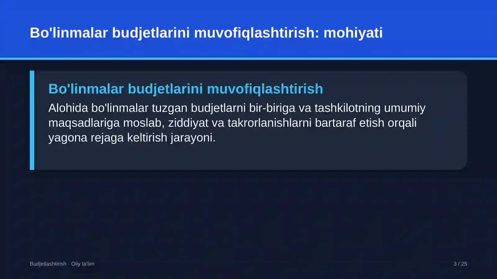 dizayn studiyalarida bo'linmalar budjetlarini muvofiqlashtirish 1288 3