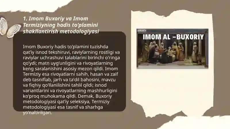 Imom Buxoriy va Imom Termiziyning hadis ilmiga qòshgan hissalarini qiyosiy tahlili 3