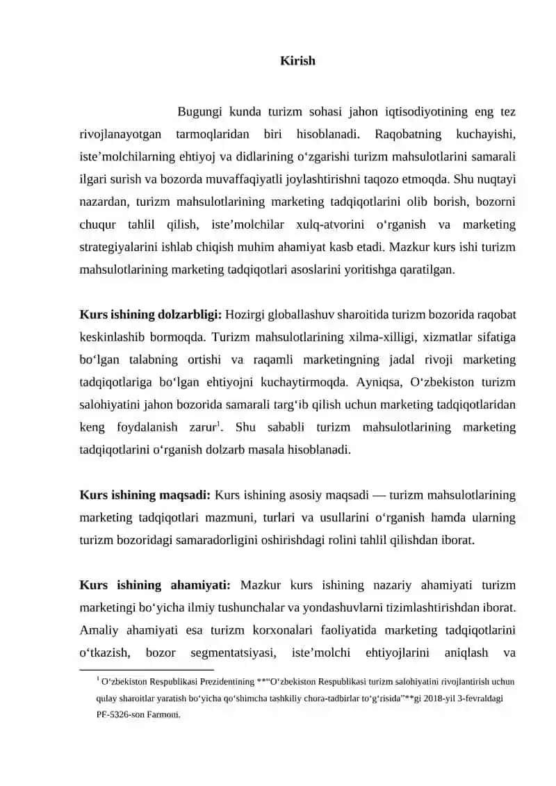 Turizm mahsulotlarining marketing tadqiqoti 3