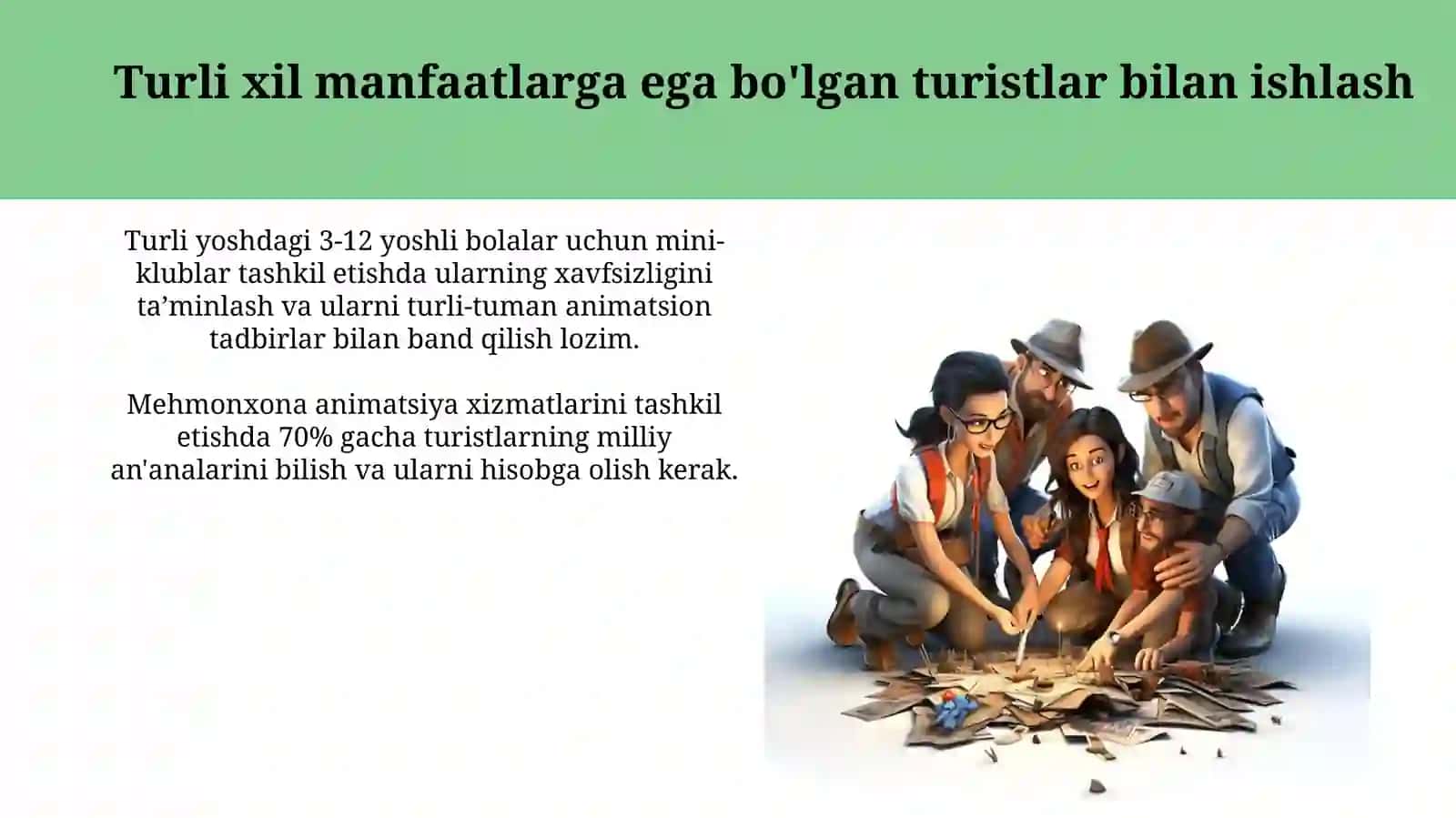 Turizm animatorining turli guruhdagi turistlar va vip sip mijozlar bilan ishlash hususiyatlari 3