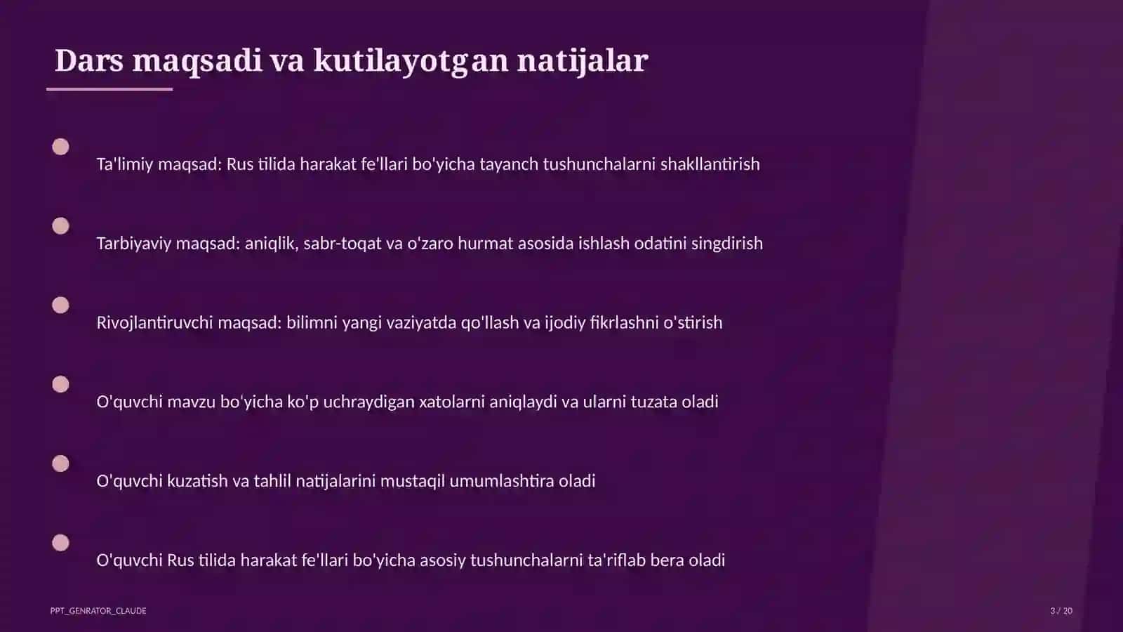 Rus tilida harakat fe'llari (6-sinf) 3