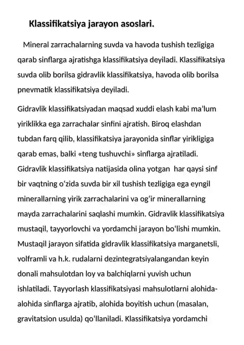 Mexanik, spiralli va gidravlik sinflagichlar.(Klassifikatorlar) 3