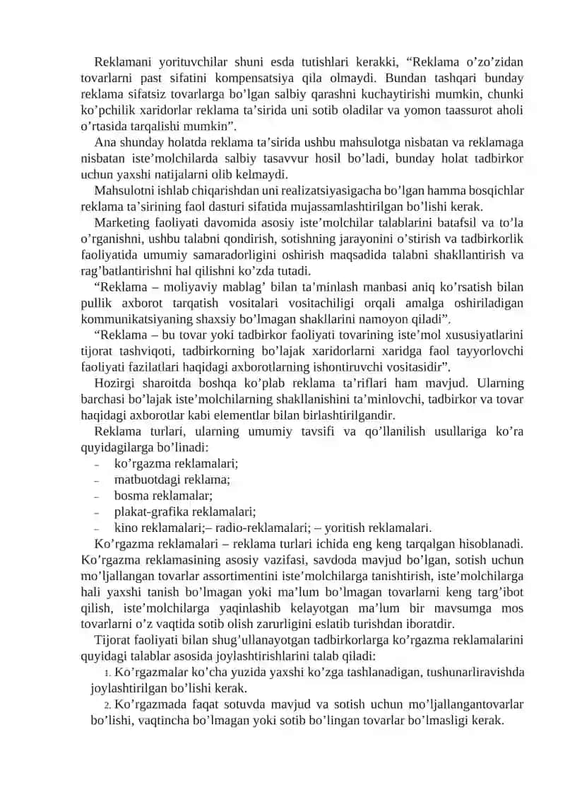 Reklama Faoliyatining Mohiyati 3