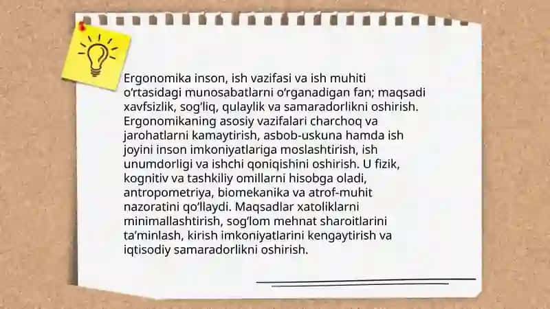 Ergonomikaning asosiy pirinsiplari va maqsadlari 3