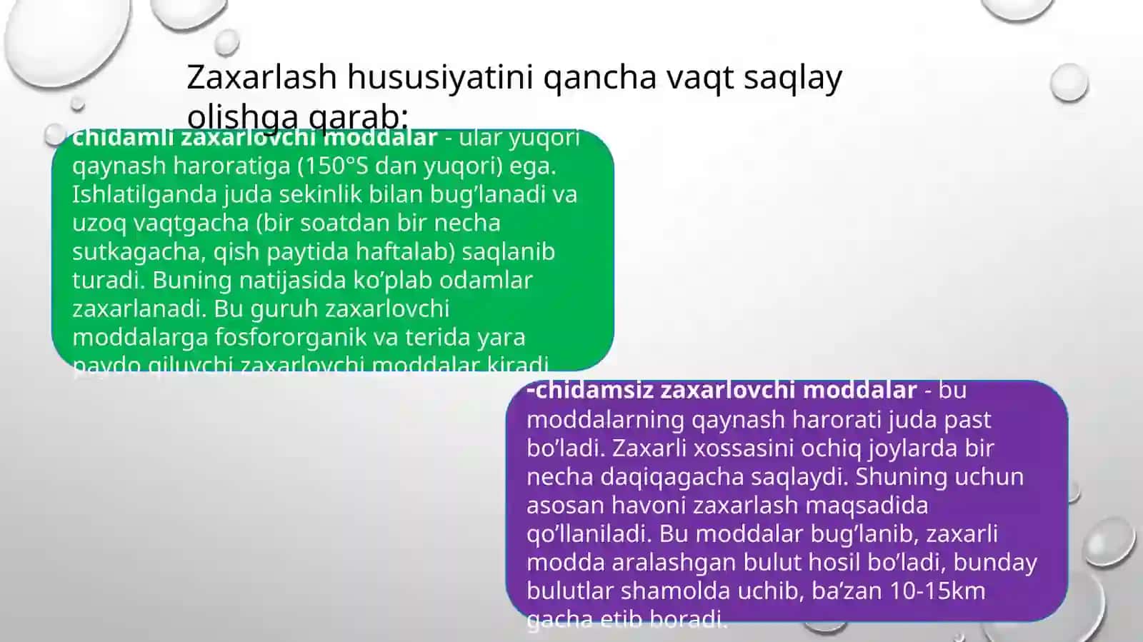 KIMYOVIY QUROL. KIMYOVIY ZАRАRLАNISH О’CHОG’I. KIMYOVIY VAZIYATNI BAHOLASH 3