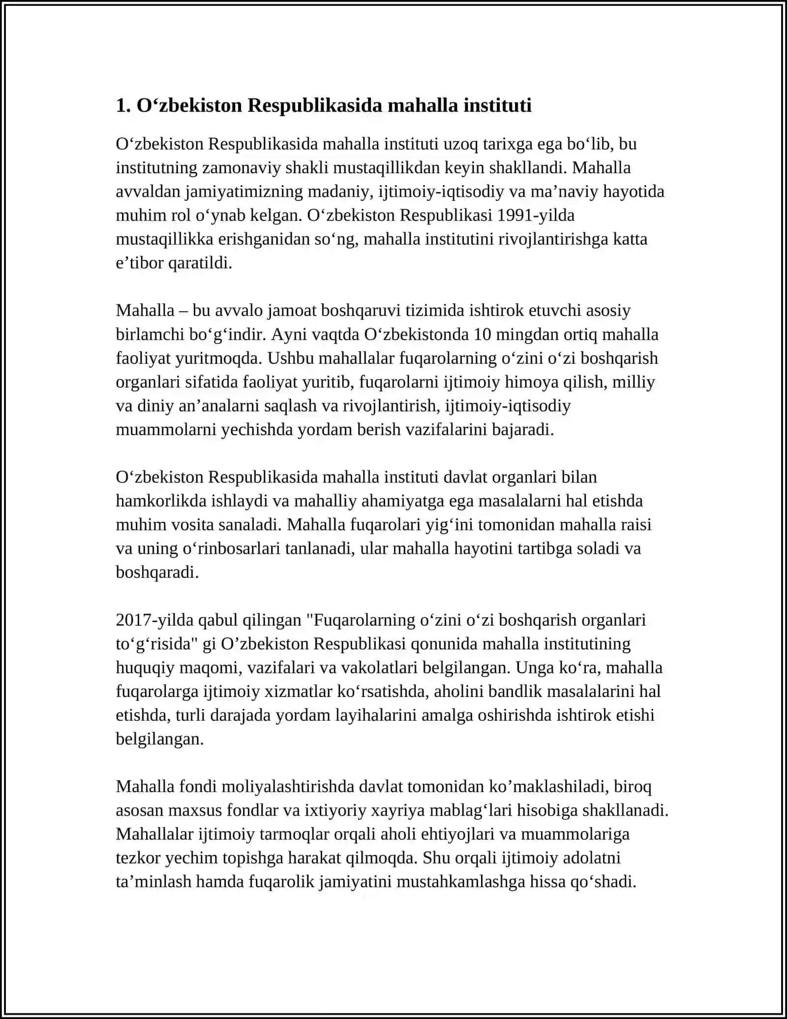 OʻZBEKISTON RESPUBLIKASIDA FUQAROLARNING OʻZINI OʻZI BOSHQARISH ORGANLARI 3