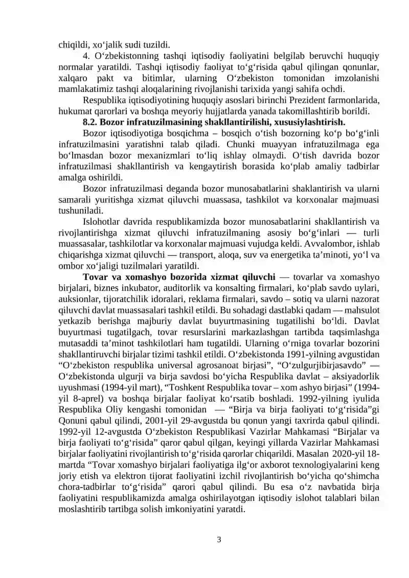 Mustaqillik yillarida O‘zbekistondagi iqtisodiy o‘zgarishlar 3