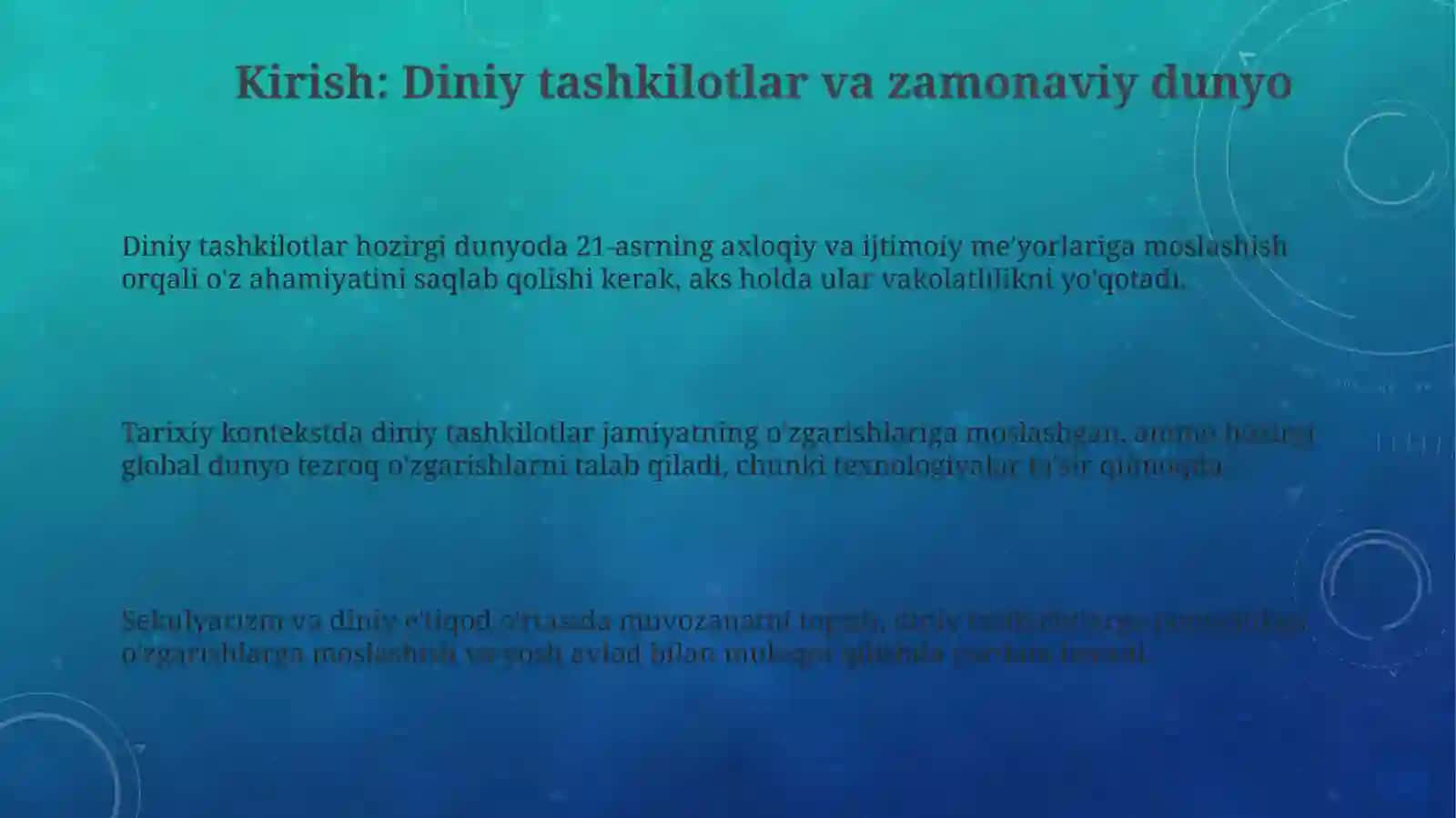 Diniy tashkilotlarning zamonaviy dunyoviy meʼyorlarga moslashuvning ahamiyati 3