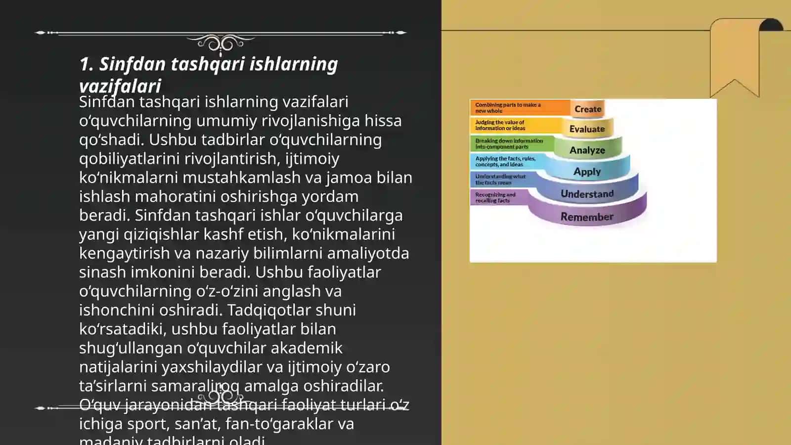 Sinfdan tashqari ishlarni tashkil etishning maqsad va vazifalarini oʻrganish 3
