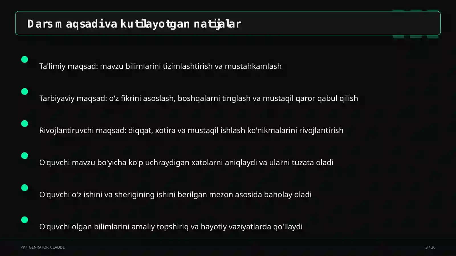 Maqsad va natijalar 3