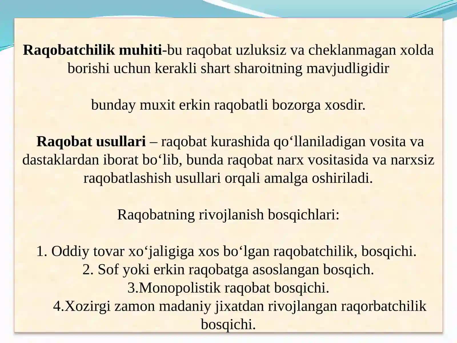Raqobatchilik muhitida buraqoba tuzluk siz vacheklanmagan xolda borish 3